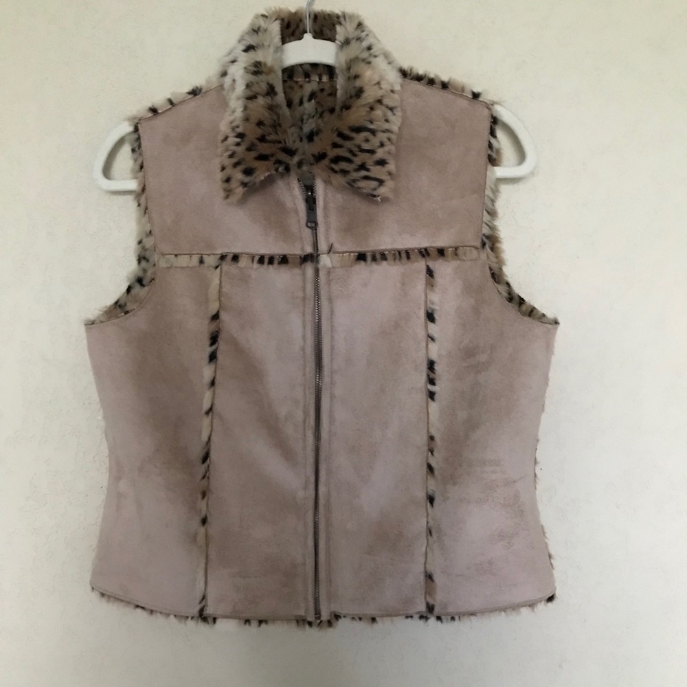 Outerwear by Lisa Vest Faux Suede & Fur Zip Front